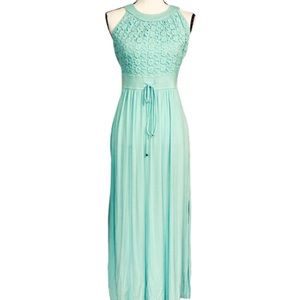 Calvin Klein Teal Maxi Dress 12 Crochet Halter
